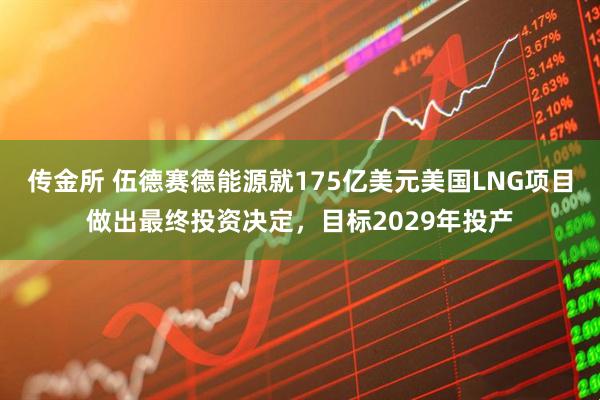传金所 伍德赛德能源就175亿美元美国LNG项目做出最终投资决定，目标2029年投产